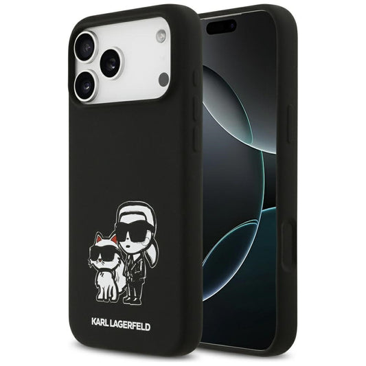 Skyddsfodral för Apple iPhone 17 Pro Max, Karl Lagerfeld, Sketch and Logo Karl & Choupette, Svart