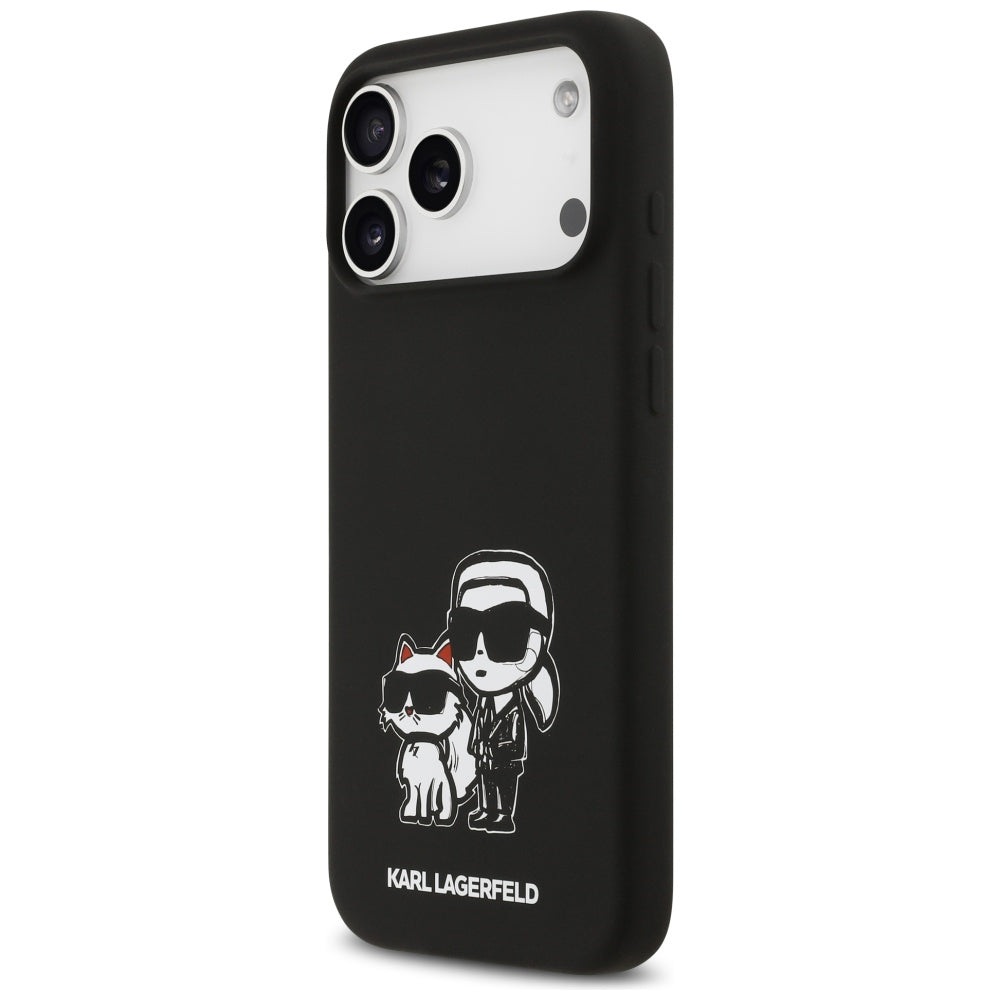Skyddsfodral för Apple iPhone 17 Pro Max, Karl Lagerfeld, Sketch and Logo Karl & Choupette, Svart
