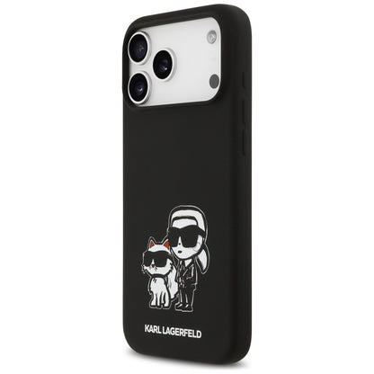 Skyddsfodral för Apple iPhone 17 Pro Max, Karl Lagerfeld, Sketch and Logo Karl & Choupette, Svart