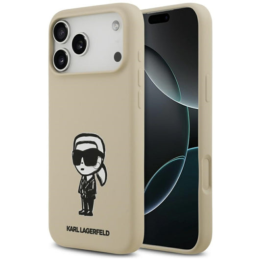 Fodral för Apple iPhone 17 Pro Max, Karl Lagerfeld, Sketch and Logo Karl, Brun