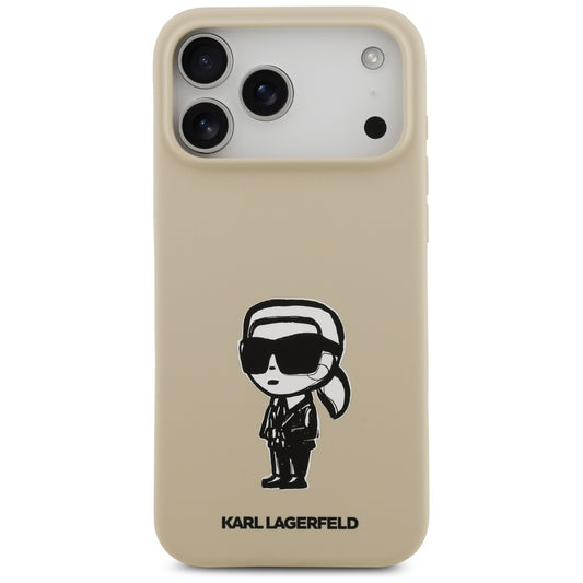 Fodral för Apple iPhone 17 Pro Max, Karl Lagerfeld, Sketch and Logo Karl, Brun