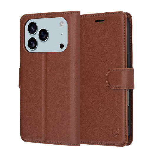 Fodral för Apple iPhone 17 Pro Max, Techsuit, Leather Folio, Brun