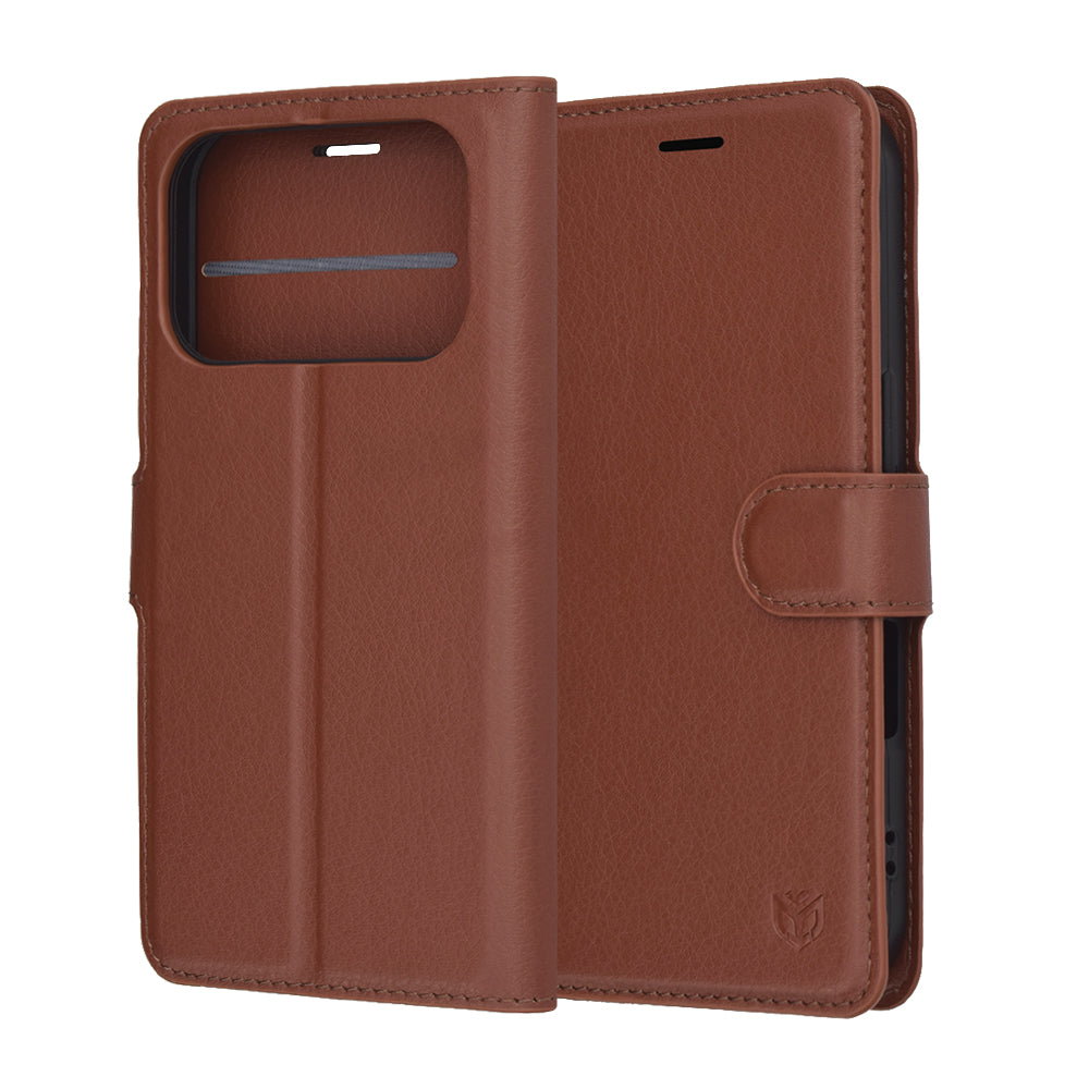 Fodral för Apple iPhone 17 Pro Max, Techsuit, Leather Folio, Brun
