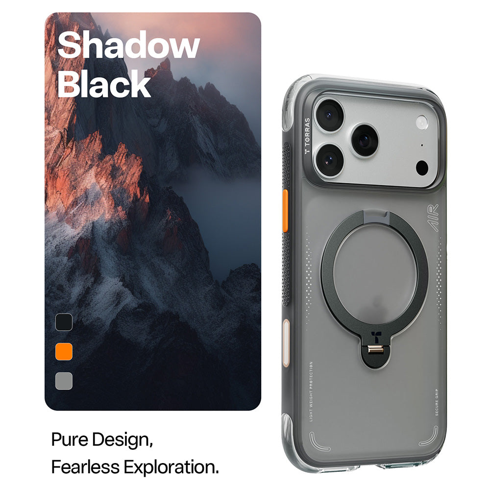 Skyddsfodral för Apple iPhone 17 Pro Max, Torras, Ostand Spin Air, Grå