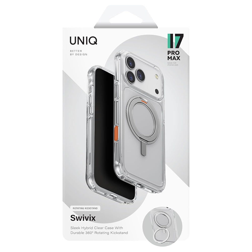 Fodral för Apple iPhone 17 Pro, UNIQ, Swivix, Silver