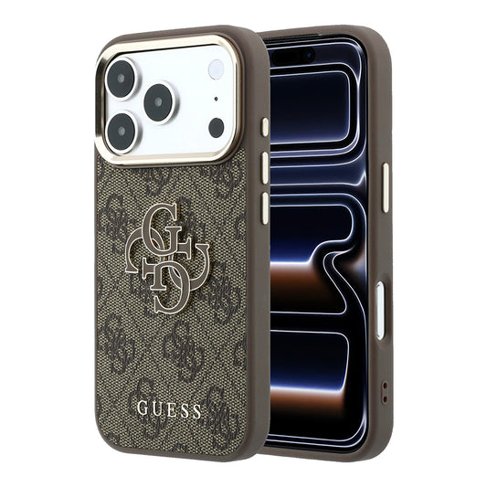 Fodral för Apple iPhone 18 Pro / 17 Pro, Guess, 4G Big Resin Logo, Brun
