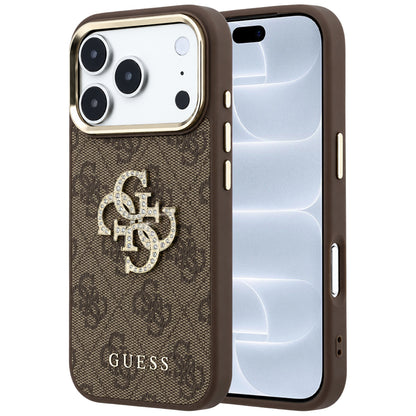 Fodral för Apple iPhone 18 Pro / 17 Pro, Guess, 4G Big Strass Logo, Brun