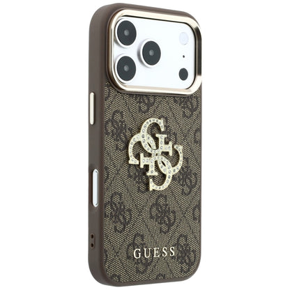 Fodral för Apple iPhone 18 Pro / 17 Pro, Guess, 4G Big Strass Logo, Brun