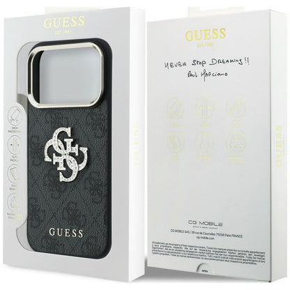 Fodral för Apple iPhone 18 Pro / 17 Pro, Guess, 4G Big Strass Logo, Brun