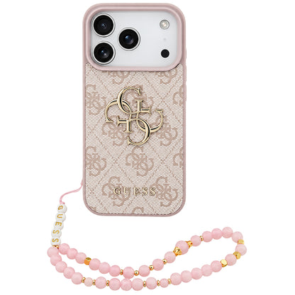 Fodral för Apple iPhone 18 Pro / 17 Pro, Guess, 4G Classic Logo med rem, Rosa