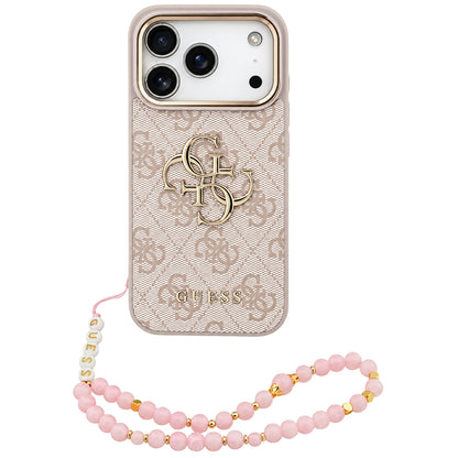 Fodral för Apple iPhone 18 Pro / 17 Pro, Guess, 4G Classic Logo with Strap, roséguld