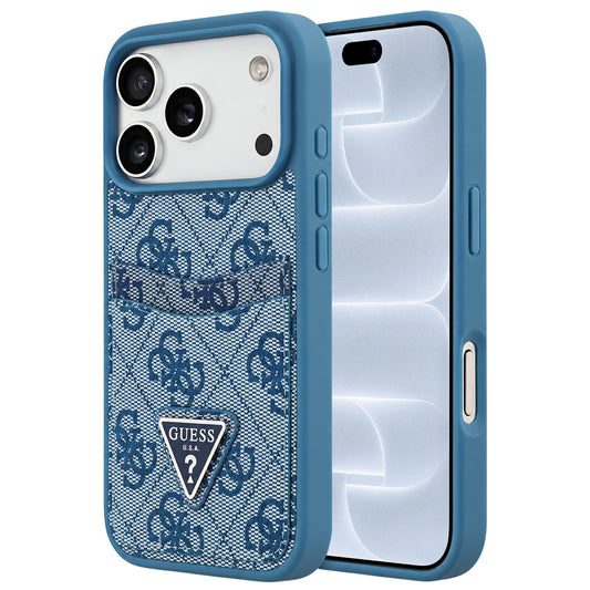 Fodral för Apple iPhone 18 Pro / 17 Pro, Guess, 4G Double Card Triangle, blått