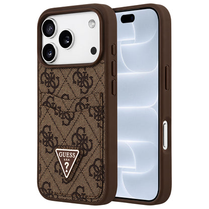 Fodral för Apple iPhone 18 Pro / 17 Pro, Guess, 4G Double Card Triangle, brun