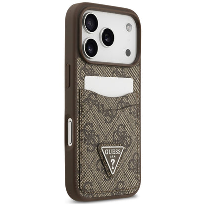 Fodral för Apple iPhone 18 Pro / 17 Pro, Guess, 4G Double Card Triangle, brun