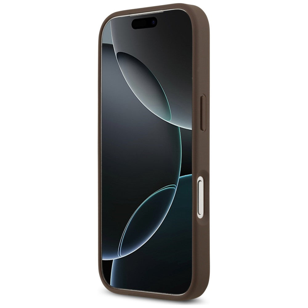 Fodral för Apple iPhone 18 Pro / 17 Pro, Guess, 4G Double Card Triangle, brun