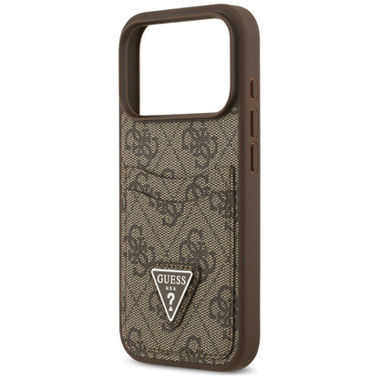 Fodral för Apple iPhone 18 Pro / 17 Pro, Guess, 4G Double Card Triangle, brun