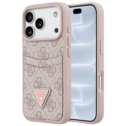 Fodral för Apple iPhone 18 Pro / 17 Pro, Guess, 4G Double Card Triangle, rosa
