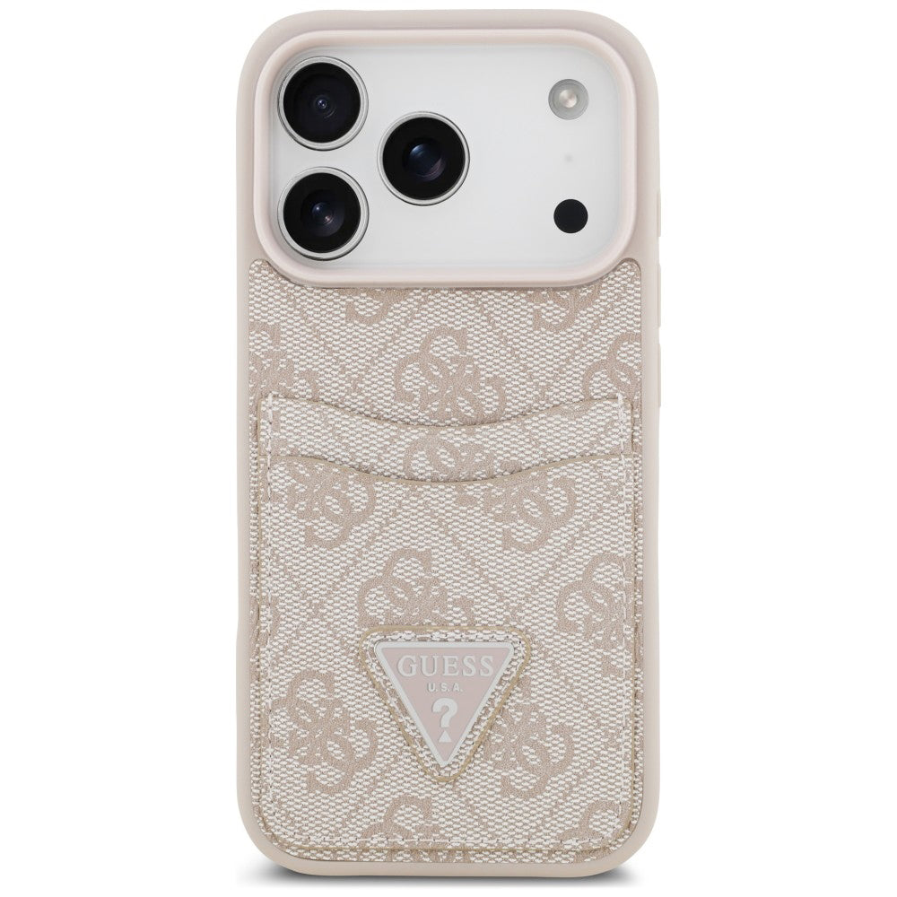 Fodral för Apple iPhone 18 Pro / 17 Pro, Guess, 4G Double Card Triangle, rosa