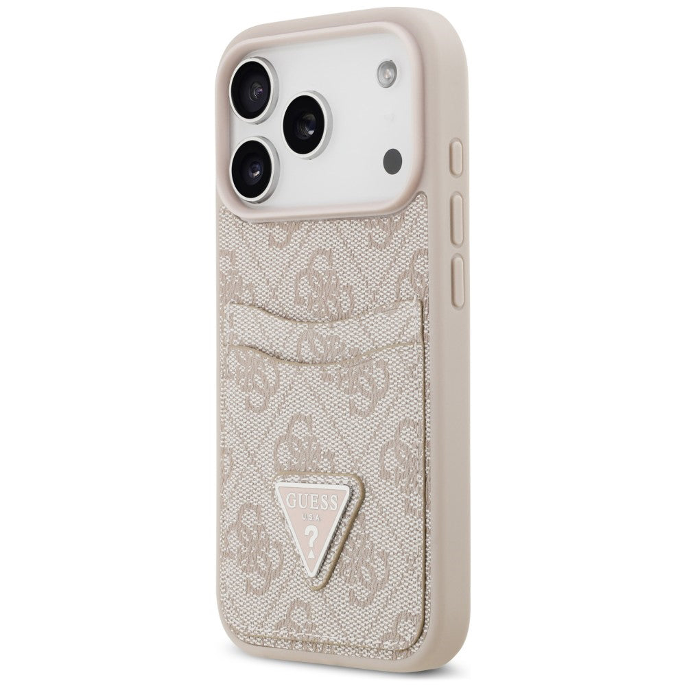 Fodral för Apple iPhone 18 Pro / 17 Pro, Guess, 4G Double Card Triangle, rosa