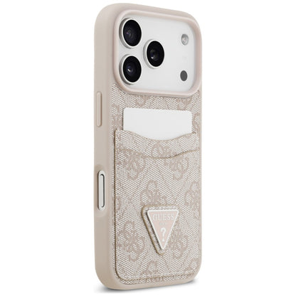 Fodral för Apple iPhone 18 Pro / 17 Pro, Guess, 4G Double Card Triangle, rosa