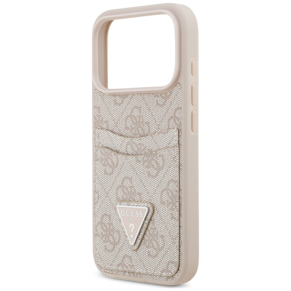 Fodral för Apple iPhone 18 Pro / 17 Pro, Guess, 4G Double Card Triangle, rosa