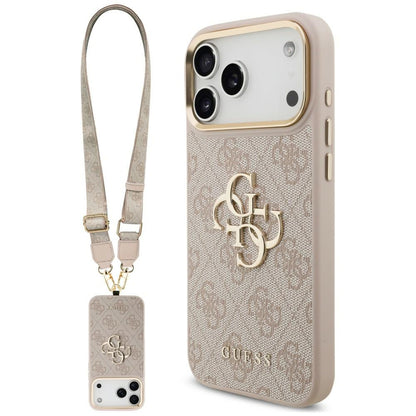 Skal till Apple iPhone 18 Pro / 17 Pro, Guess, Big 4G Classic Logo & Big Strap Metal Buttons, rosa
