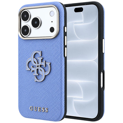 Fodral för Apple iPhone 18 Pro / 17 Pro, Guess, Grained Big Resin Logo, Bleu