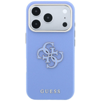 Fodral för Apple iPhone 18 Pro / 17 Pro, Guess, Grained Big Resin Logo, Bleu