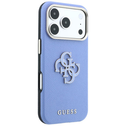 Fodral för Apple iPhone 18 Pro / 17 Pro, Guess, Grained Big Resin Logo, Bleu