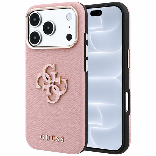 Fodral för Apple iPhone 18 Pro / 17 Pro, Guess, Grained Big Resin Logo, Rosa