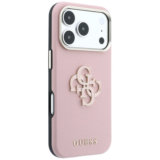 Fodral för Apple iPhone 18 Pro / 17 Pro, Guess, Grained Big Resin Logo, Rosa