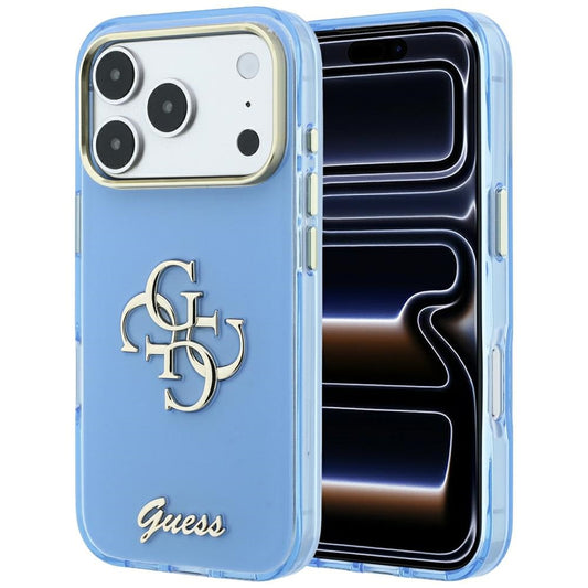 Fodral för Apple iPhone 18 Pro / 17 Pro, Guess, IML 4G Metal Script, Bleu
