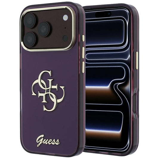 Fodral för Apple iPhone 18 Pro / 17 Pro, Guess, IML 4G Metal Script, Vinröd