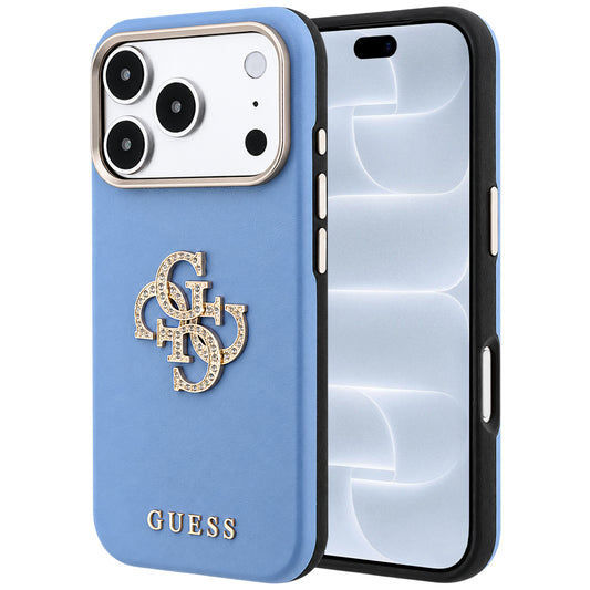Fodral för Apple iPhone 18 Pro / 17 Pro, Guess, Smooth Big Strass Logo, Bleu
