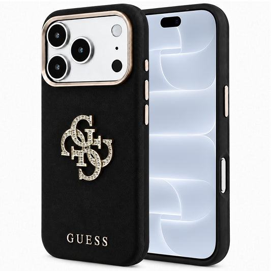 Fodral för Apple iPhone 18 Pro / 17 Pro, Guess, Smooth Big Strass Logo, Svart