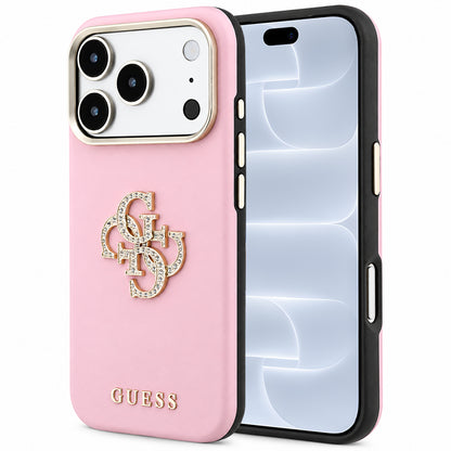 Fodral för Apple iPhone 18 Pro / 17 Pro, Guess, Smooth Big Strass Logo, rosa