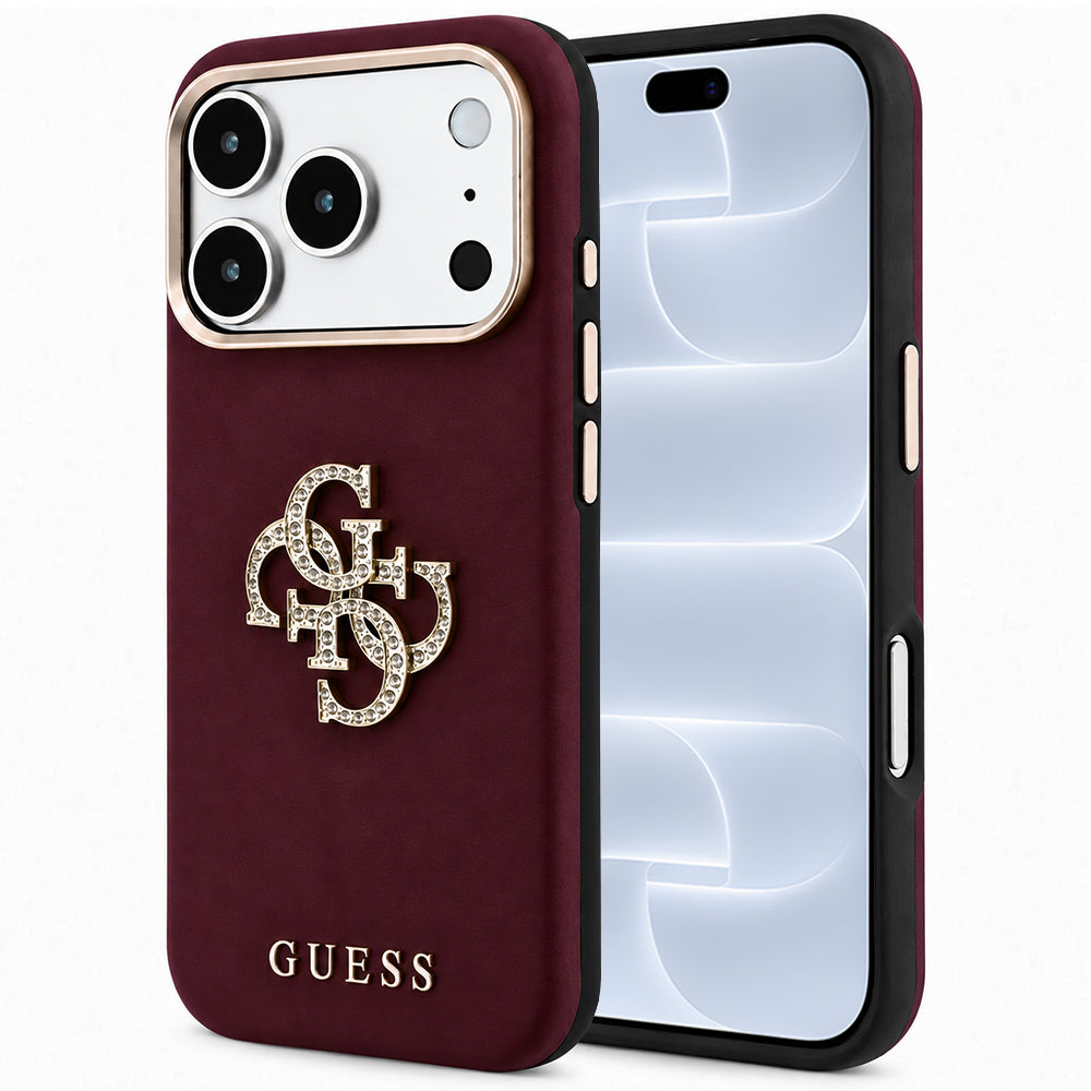 Fodral för Apple iPhone 18 Pro / 17 Pro, Guess, Smooth Big Strass Logo, Vinröd