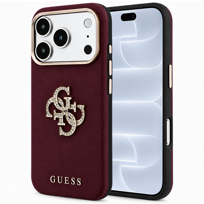 Fodral för Apple iPhone 18 Pro / 17 Pro, Guess, Smooth Big Strass Logo, Vinröd