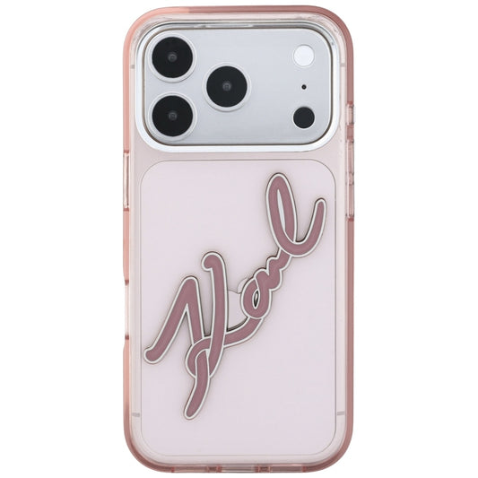 Fodral för Apple iPhone 18 Pro / 17 Pro, Karl Lagerfeld, IML Big Signature Resin Logo och Metallram, Rosa
