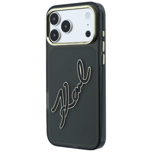 Fodral för Apple iPhone 18 Pro / 17 Pro, Karl Lagerfeld, IML Big Signature Resin Logo och Metallram, Svart