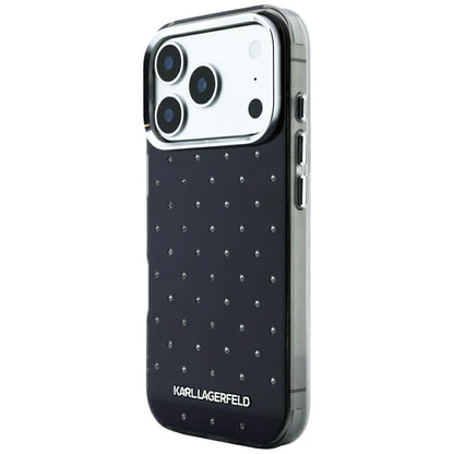 Fodral för Apple iPhone 18 Pro / 17 Pro, Karl Lagerfeld, IML Rhinestones och Elektropläterad Logotyp, Svart