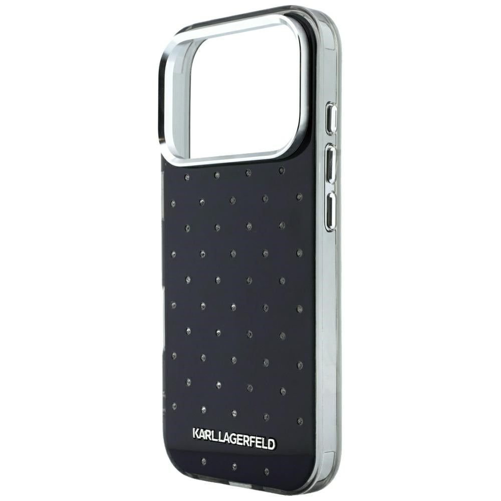 Fodral för Apple iPhone 18 Pro / 17 Pro, Karl Lagerfeld, IML Rhinestones och Elektropläterad Logotyp, Svart