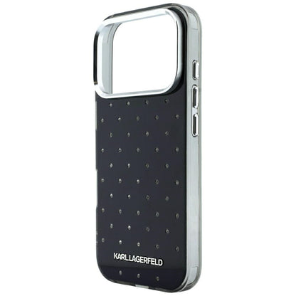 Fodral för Apple iPhone 18 Pro / 17 Pro, Karl Lagerfeld, IML Rhinestones och Elektropläterad Logotyp, Svart