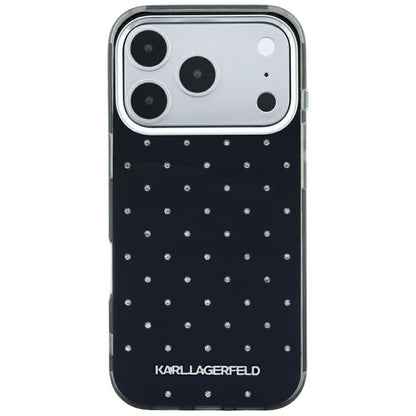 Fodral för Apple iPhone 18 Pro / 17 Pro, Karl Lagerfeld, IML Rhinestones och Elektropläterad Logotyp, Svart