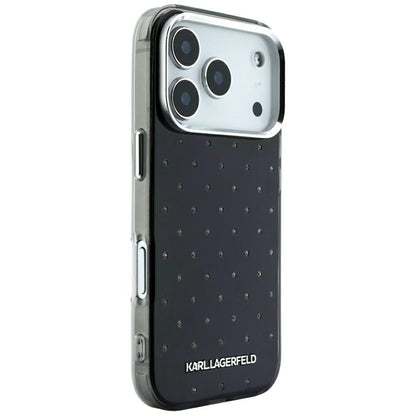 Fodral för Apple iPhone 18 Pro / 17 Pro, Karl Lagerfeld, IML Rhinestones och Elektropläterad Logotyp, Svart