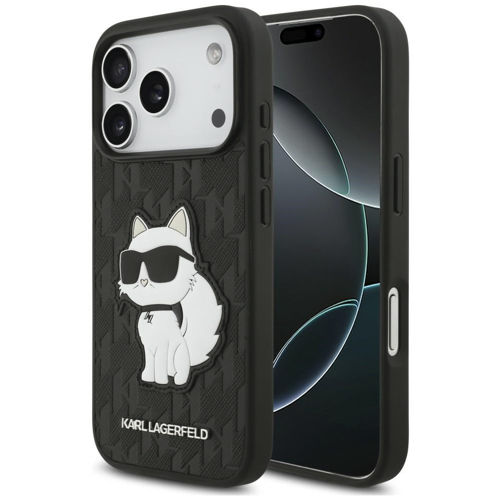 Fodral för Apple iPhone 18 Pro / 17 Pro, Karl Lagerfeld, Saffiano Mono Patch Choupette, svart