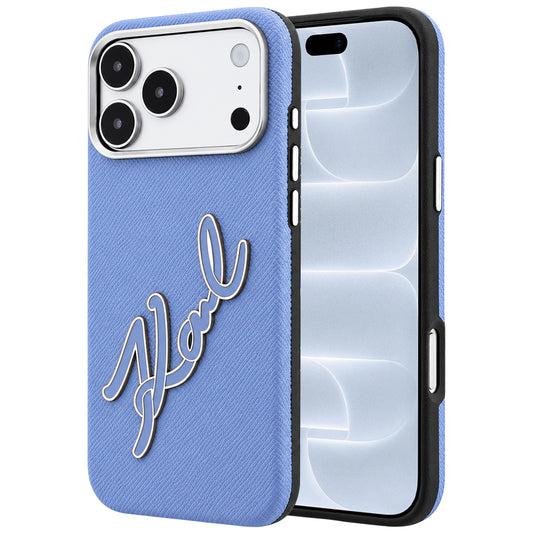 Fodral för Apple iPhone 18 Pro / 17 Pro, Karl Lagerfeld, Smooth Big Resin Signature Logo, Bleu