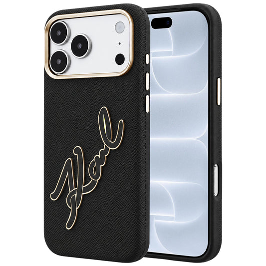 Fodral för Apple iPhone 18 Pro / 17 Pro, Karl Lagerfeld, Smooth Big Resin Signature Logo, Svart