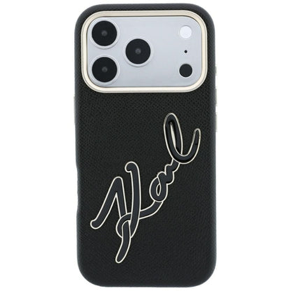 Fodral för Apple iPhone 18 Pro / 17 Pro, Karl Lagerfeld, Smooth Big Resin Signature Logo, Svart