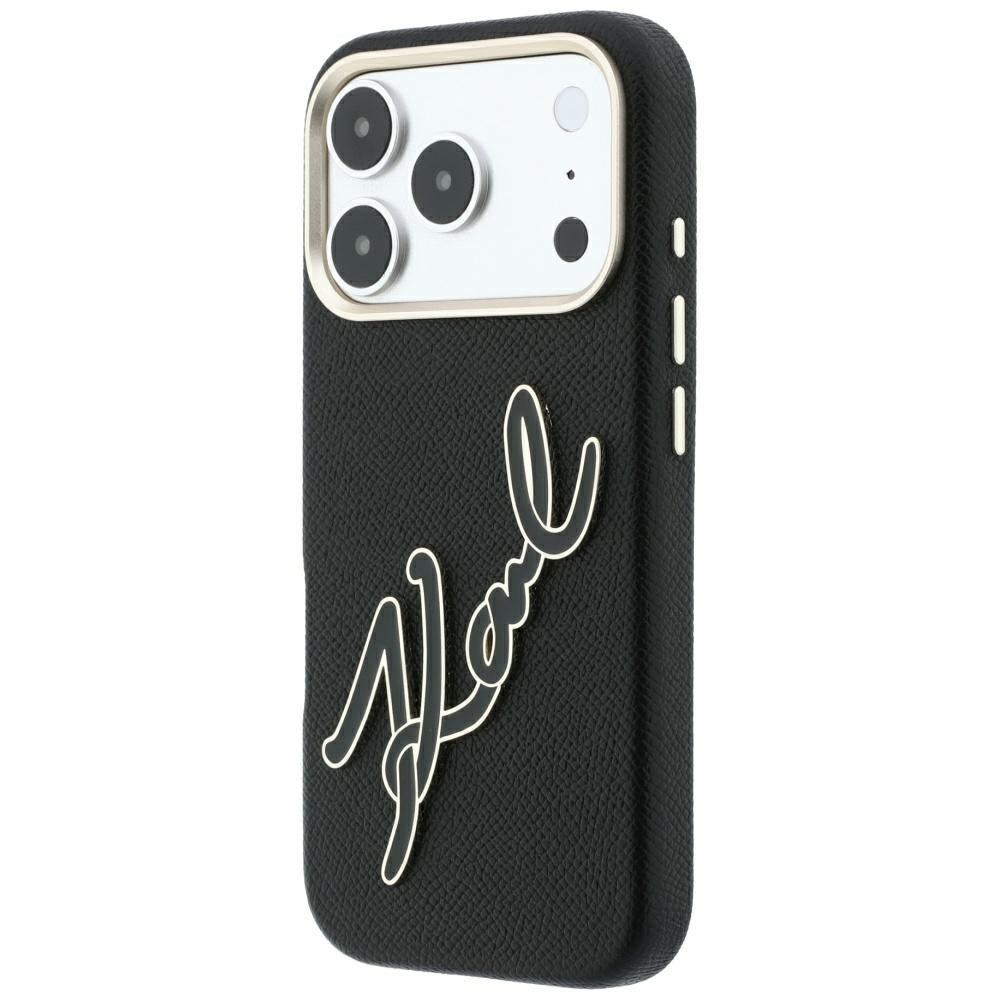 Fodral för Apple iPhone 18 Pro / 17 Pro, Karl Lagerfeld, Smooth Big Resin Signature Logo, Svart